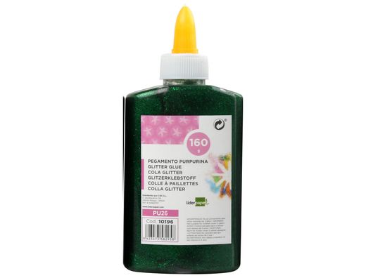 Purpurina pegamento liderpapel fantasia verde metalizado bote de 160 gr