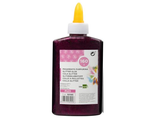 Purpurina pegamento liderpapel fantasia violeta metalizado bote de 160 gr