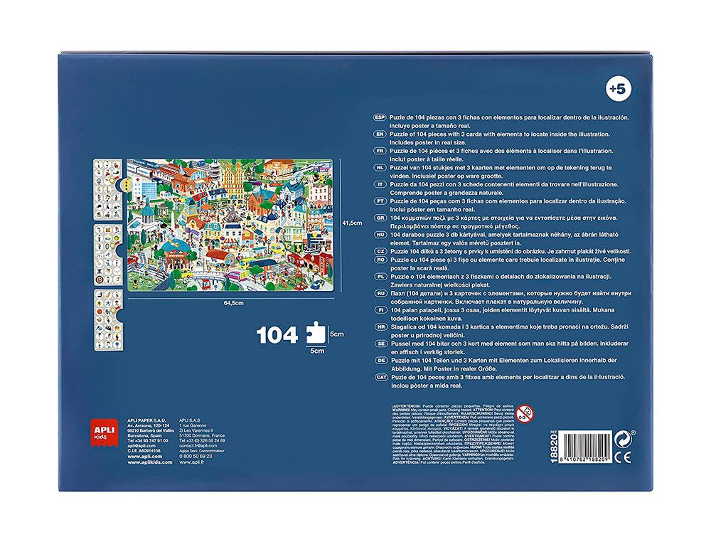 Puzle apli observacion de la ciudad 104 piezas tamaño 5x5 cm