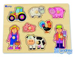 Puzzle andreutoys madera granja 8 piezas