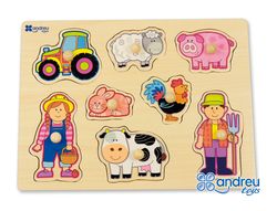 Puzzle andreutoys madera granja 8 piezas