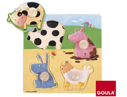 Puzzle goula madera 4 piezas animales granja color