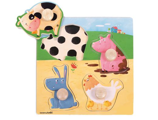 Puzzle goula madera 4 piezas animales granja color