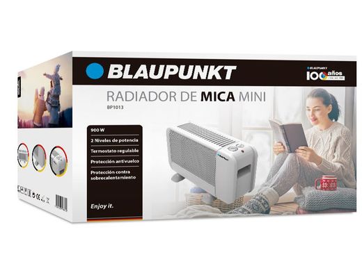 Radiador blaupunkt mini 900w dos niveles potencia proteccion sobrecalentamiento color blanco
