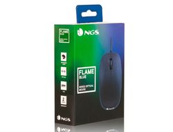 Raton ngs wired flame optico con cable 1000 dpi ambidiestros usb color azul