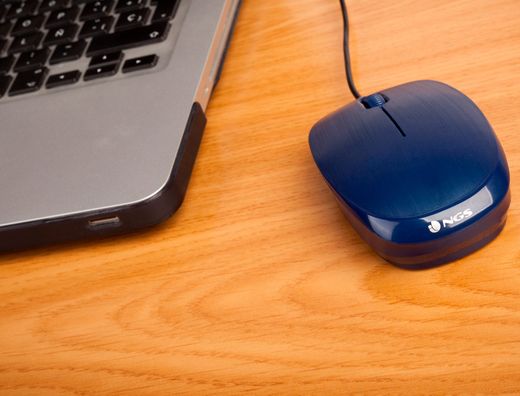 Raton ngs wired flame optico con cable 1000 dpi ambidiestros usb color azul