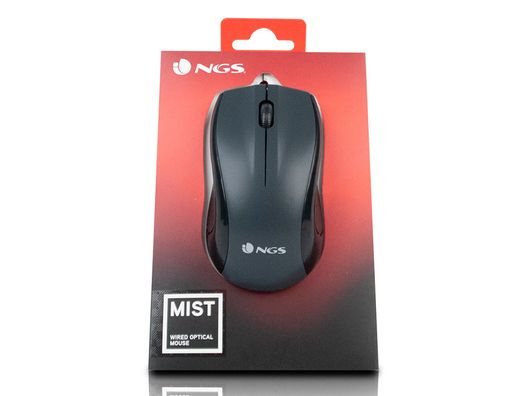 Raton ngs wired mist optico con cable 1000 dpi ambidiestros usb color negro