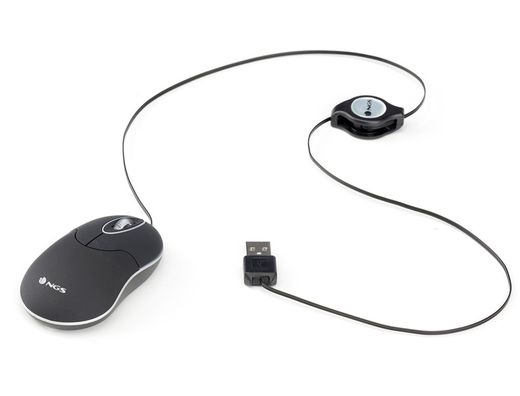 Raton ngs wired sin 1000 dpi retractil 3 botones usb color negro