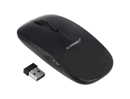 Raton q-connect optico inalambrico silencioso dpi 800/1200/1600 pilas aaa negro
