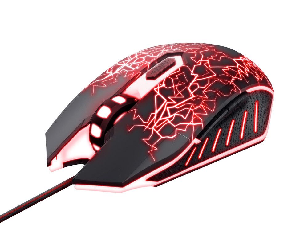 Raton trust gxt105x izza gaming optico luces led 800-4000 ppp 6 botones usb 2.0 cable 1,80 m color negro