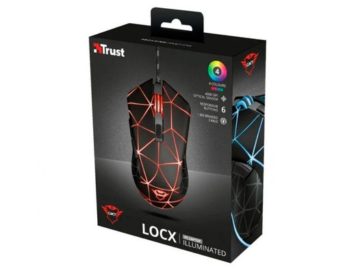 Raton trust gxt133 locx gaming optico luces led 800-4000 ppp 6 botones usb 2.0 cable 1,80 m color negro