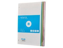 Recambio antartik A4 80 hojas 90gr cuadro 5 mm 4 taladros bandas de 5 colores pasteles