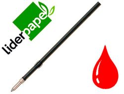 Recambio boligrafo liderpapel gummy touch retractil 1,0 mm tinta roja bolsa 10 uds