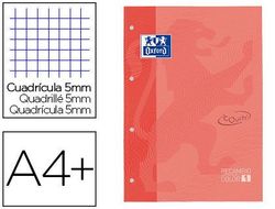 Recambio color 1 oxford din a4+ 80 hojas 90 gr cuadricula 5 mm tapa blanda 4 taladros coral touch