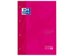 Recambio color 1 oxford din a4+ 80 hojas 90 gr cuadricula 5 mm tapa blanda 4 taladros fucsia touch