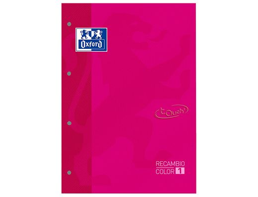 Recambio color 1 oxford din a4+ 80 hojas 90 gr cuadricula 5 mm tapa blanda 4 taladros fucsia touch