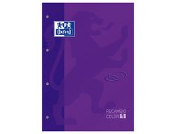 Recambio color 1 oxford din a4+ 80 hojas 90 gr cuadricula 5 mm tapa blanda 4 taladros lila touch