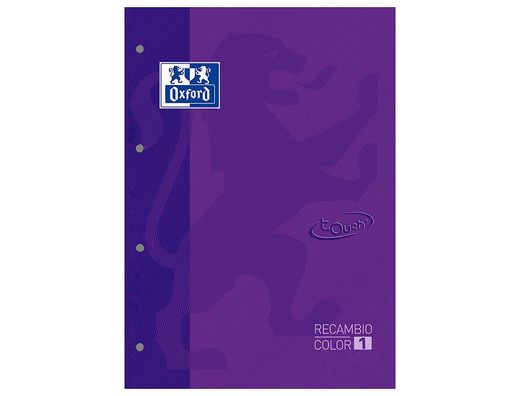 Recambio color 1 oxford din a4+ 80 hojas 90 gr cuadricula 5 mm tapa blanda 4 taladros lila touch