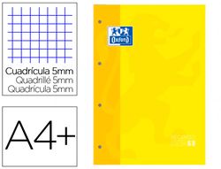 Recambio color 1 oxford din a4+ 80 hojas 90 gr cuadro 5 mm 4 taladros color amarillo