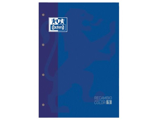 Recambio color 1 oxford din a4+ 80 hojas 90 gr cuadro 5 mm 4 taladros color azul oscuro