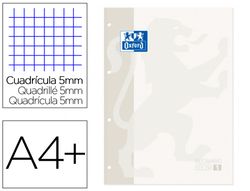 Recambio color 1 oxford din a4+ 80 hojas 90 gr cuadro 5 mm 4 taladros color blanco