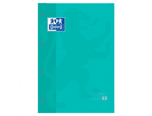 Recambio color 1 oxford din a4+ 80 hojas 90 gr cuadro 5 mm 4 taladros color ice mint