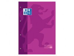 Recambio color 1 oxford din a4+ 80 hojas 90 gr cuadro 5 mm 4 taladros color morado