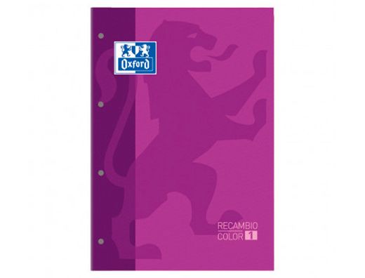 Recambio color 1 oxford din a4+ 80 hojas 90 gr cuadro 5 mm 4 taladros color morado