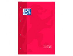 Recambio color 1 oxford din a4+ 80 hojas 90 gr cuadro 5 mm 4 taladros color rojo