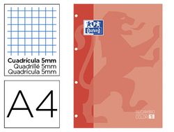 Recambio color oxford din a4 80 hojas cuadro 5 mm 4 taladros melocoton