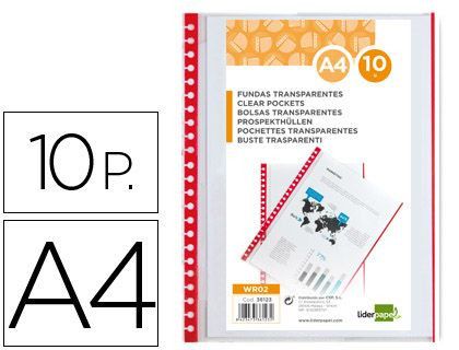 Recambio Funda Liderpapel Intercambiables Din A4. Bordes Surtidos Bolsa de 10 Unidades