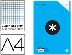 Recambio Liderpapel A4 100 Hojas 100G/M2 Cuadro 5 mm 4 Taladros Bandas de 5 Colores Antartik