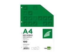 Recambio Liderpapel A4 100 Hojas 100G/M2 Liso Sin Margen 4 Taladros