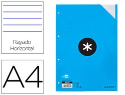 Recambio liderpapel a4 100 hojas 100g/m2 rayado horizontal 4 taladros bandas de 5 colores antartik