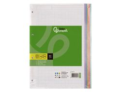 Recambio liderpapel A4 120 hojas 90gr cuadro 5 mm 4 taladros bandas de 5 colores pasteles