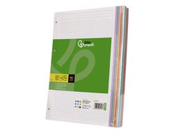 Recambio liderpapel A4 120 hojas 90gr cuadro 5 mm 4 taladros bandas de 5 colores pasteles