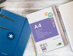 Recambio liderpapel a4 200+50 hojas 90g/m2 cuadro 5 mm 4 taladros bandas de 5 colores