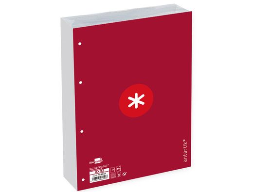 Recambio liderpapel a4 antartik 80 hojas 90g/m2 cuadro 5 mm 4 taladros 1 banda marco color frambuesa