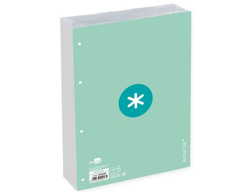 Recambio liderpapel a4 antartik 80 hojas 90g/m2 cuadro 5 mm 4 taladros 1 banda marco color menta