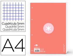 Recambio liderpapel a4 antartik 80 hojas 90g/m2 cuadro 5 mm 4 taladros 1 banda marco color rosa