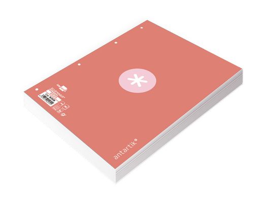 Recambio liderpapel a4 antartik 80 hojas 90g/m2 cuadro 5 mm 4 taladros 1 banda marco color rosa