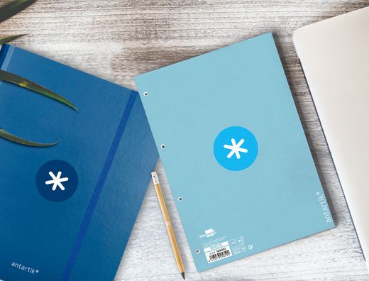 Recambio liderpapel a4 antartik 80 hojas 90g/m2 cuadro 5mm 4 taladros 1 banda con marco color celeste