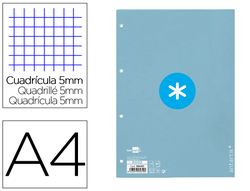 Recambio liderpapel a4 antartik 80 hojas 90g/m2 cuadro 5mm 4 taladros 1 banda con marco color celeste