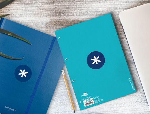 Recambio liderpapel a4 antartik 80 hojas 90g/m2 cuadro 5mm 4 taladros 1 banda con marco color turquesa