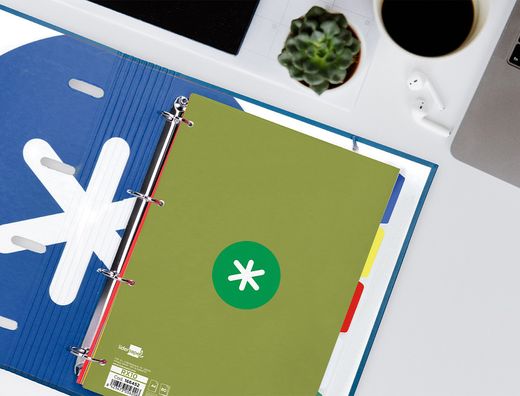 Recambio liderpapel a4 antartik 80 hojas 90g/m2 cuadro 5mm 4 taladros 1 banda con marco color verde