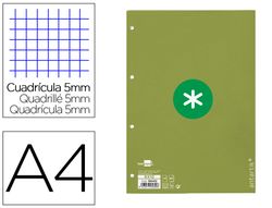 Recambio liderpapel a4 antartik 80 hojas 90g/m2 cuadro 5mm 4 taladros 1 banda con marco color verde