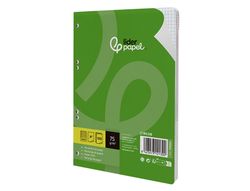 Recambio liderpapel A5 100 hojas 75gr cuadro 4mm con margen 6 taladros