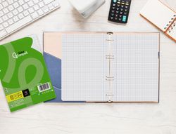 Recambio liderpapel din A5 100 hojas 75 gr cuadro 8mm con margen 6 taladros