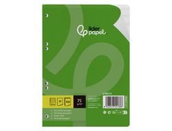 Recambio liderpapel A5 100 hojas 75gr pauta 5 2.5mm con margen 6 taladros