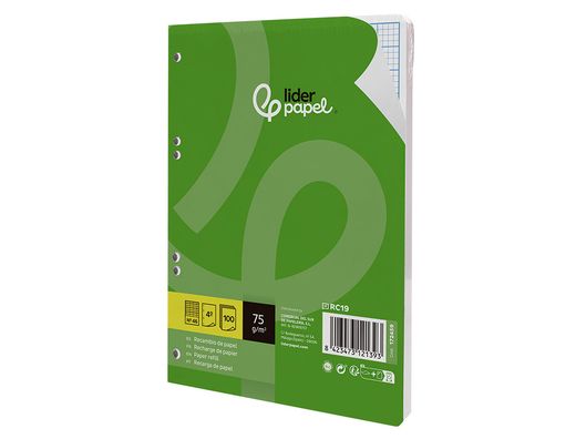 Recambio liderpapel din A5 100 hojas 75gr rayado nş 46 6 taladros